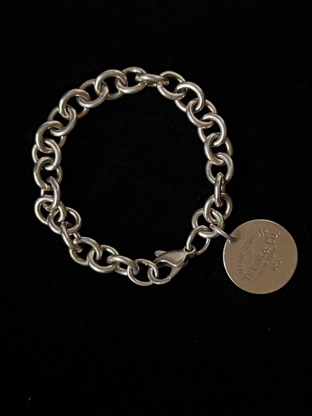 Vintage TIFFANY & CO STERLING SILVER ROUND CHARM BRACELET 36.5 GR